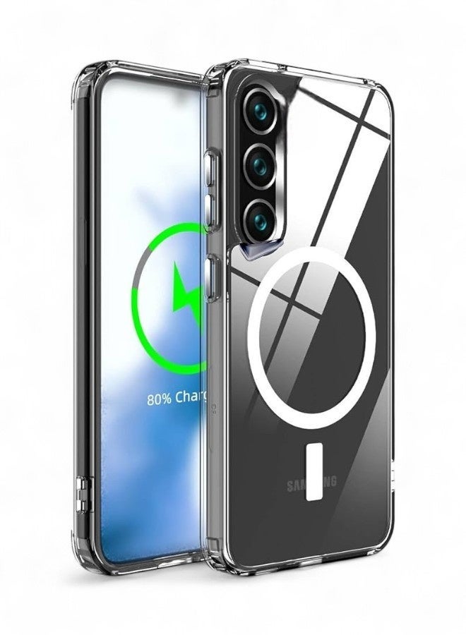 Gear4 Samsung Galaxy S24 Plus Shockproof Case, Magnetic Anti-Scratch Protective Cover Supports Wireless Charging MageSafe, Made of High Quality TPU - Clear - Image 1